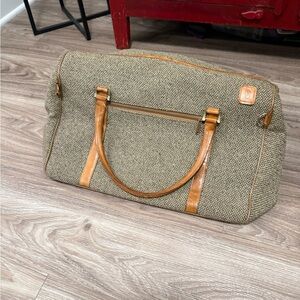 Vintage Hartmann tweed and leather duffel bag